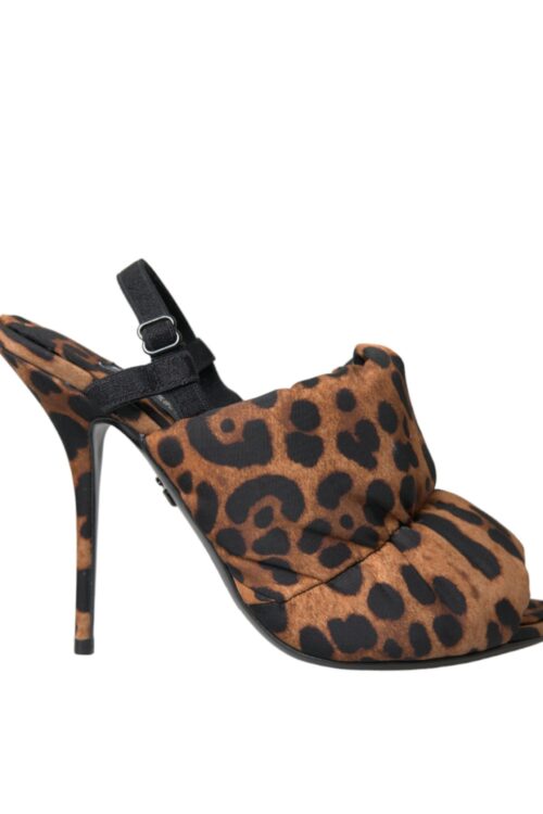 Dolce & Gabbana Brown Leopard Slingback Heels Sandals Shoes