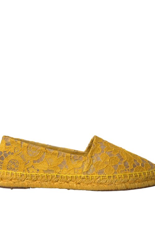Dolce & Gabbana Yellow Taormina Lace Espadrille Loafers Flats Shoes