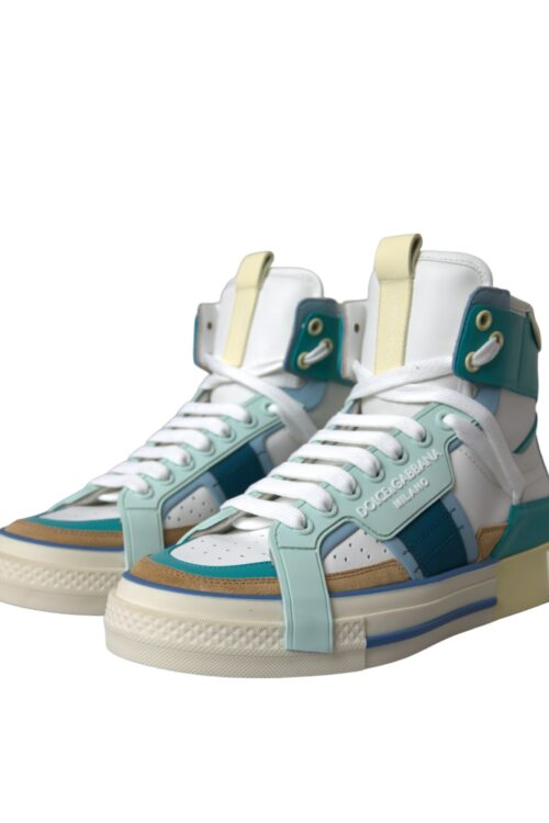 Dolce & Gabbana Multicolor Colorblock Leather High Top Sneakers Shoes
