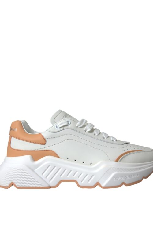 Dolce & Gabbana White Peach DAYMASTER Leather Sneakers Shoes