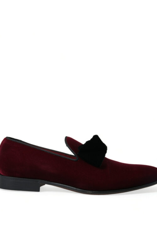 Dolce & Gabbana Burgundy Velvet Loafers – Elegance with a Twist