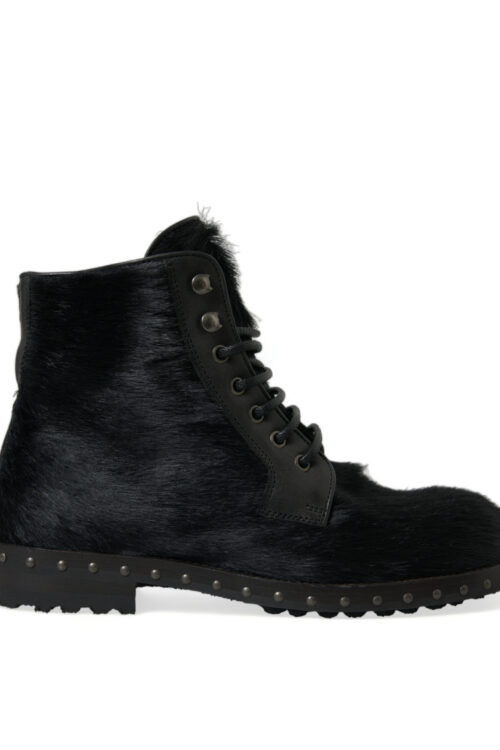Dolce & Gabbana Elegant Black Calf Leather Lace-Up Boots