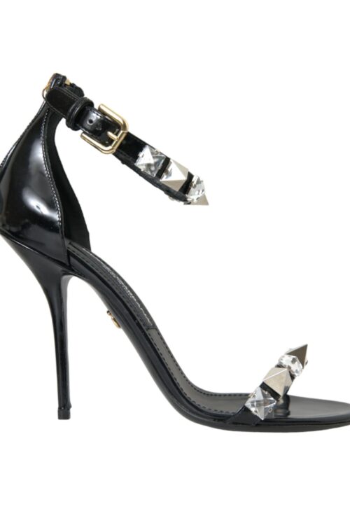 Dolce & Gabbana Black Crystals Sandals Ankle Strap Shoes