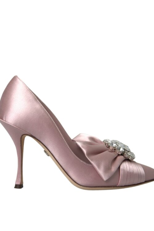 Dolce & Gabbana Pink Satin Crystal High Heels Pumps Shoes