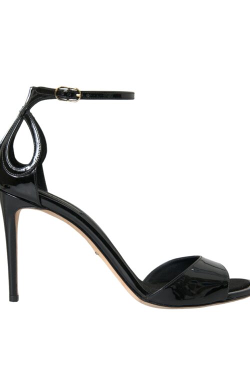 Dolce & Gabbana Black KEIRA Leather Heels Sandals Shoes
