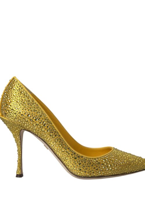 Dolce & Gabbana Yellow Strass Crystal Heels Pumps Shoes