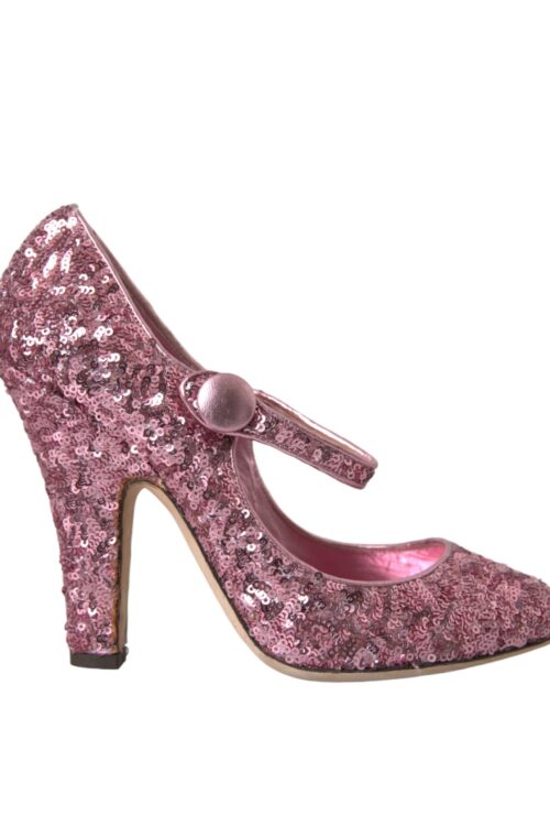 Dolce & Gabbana Pink Sequin Mary Jane Pumps High Heels Shoes