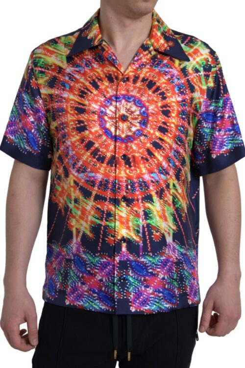 Dolce & Gabbana Multicolor Silk Button-Down Casual Shirt