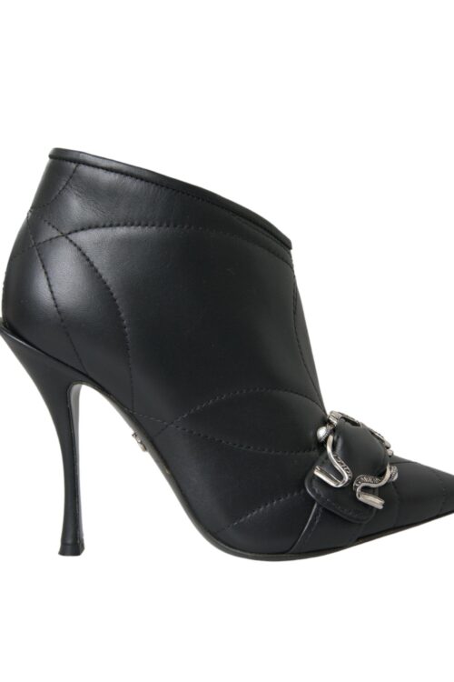 Dolce & Gabbana Black Devotion Quilted Buckled Boots Shoes
