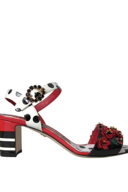Dolce & Gabbana Multicolor Floral Crystal Leather Sandals Shoes