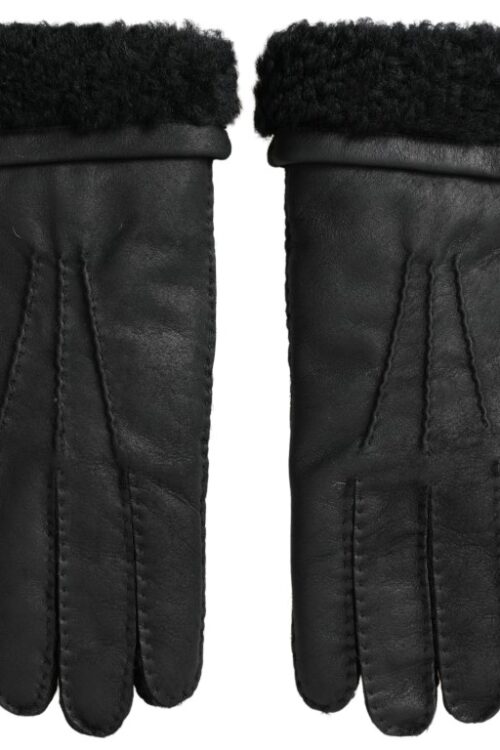 Dolce & Gabbana Elegant Black Leather Winter Gloves