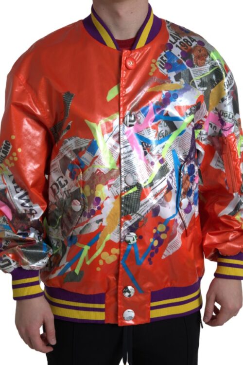 Dolce & Gabbana Elegant Orange Bomber Jacket – Men’s Luxury Outerwear