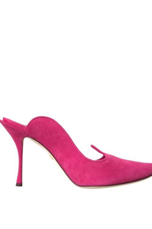 Dolce & Gabbana Fuchsia Suede Leather Mules Sandals Shoes