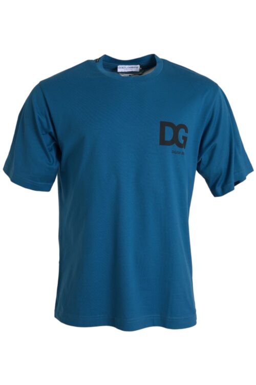 Dolce & Gabbana Blue Logo Round Neck Short Sleeves T-shirt