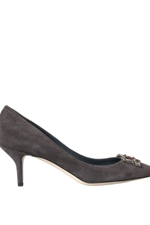 Dolce & Gabbana Gray Amore Suede Bellucci Heels Pumps Shoes