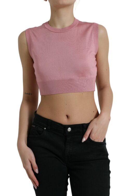 Dolce & Gabbana Elegant Silk Crew Neck Cropped Tank Top
