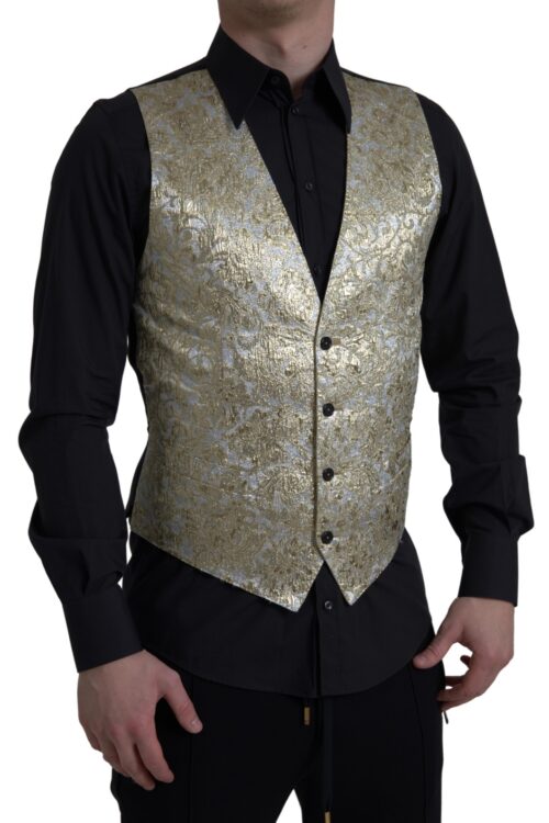 Dolce & Gabbana Elegant Gold Silk Formal Vest