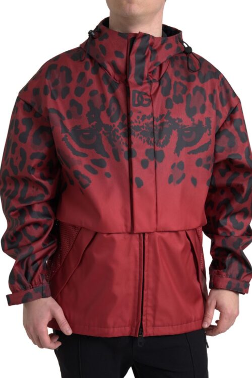 Dolce & Gabbana Radiant Red Leopard Print Hooded Jacket