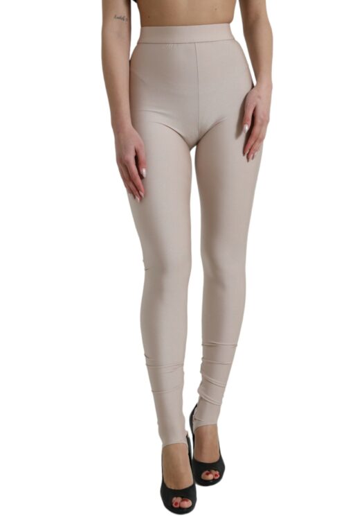 Dolce & Gabbana Chic Beige High Waist Leggings