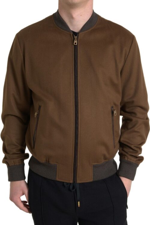 Dolce & Gabbana Elegant Brown Cashmere Bomber Jacket
