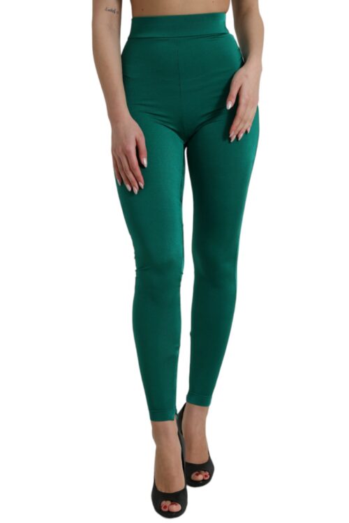 Dolce & Gabbana Green High Waist Designer Leggings