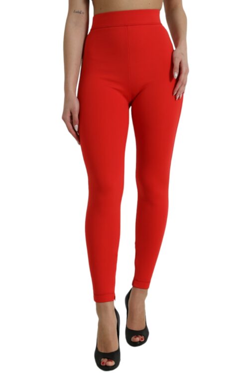 Dolce & Gabbana Elegant High Waist Red Leggings