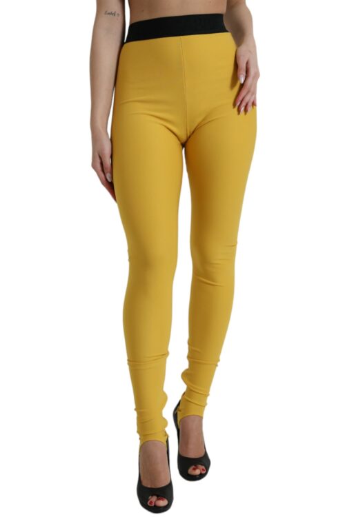 Dolce & Gabbana Elegant High Waist Yellow Leggings