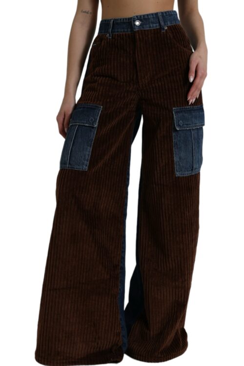 Dolce & Gabbana Elegant High-Waist Corduroy Cargo Jeans