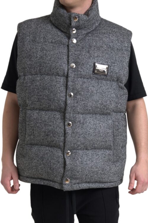 Dolce & Gabbana Elegant Chevron Knit Wool Blend Vest Jacket
