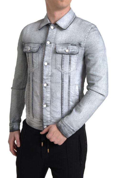 Dolce & Gabbana Elegant Gray Cotton Stretch Denim Jacket