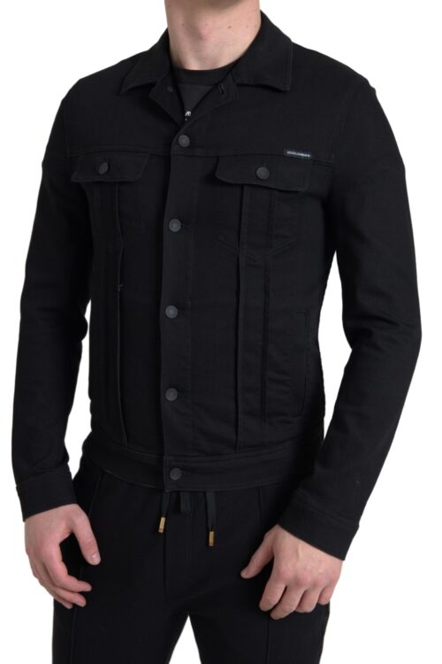 Dolce & Gabbana Elegant Black Denim Logo Jacket