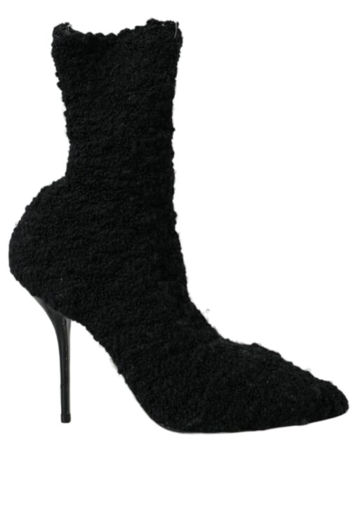 Dolce & Gabbana Black Stiletto Heels Mid Calf Boots Shoes