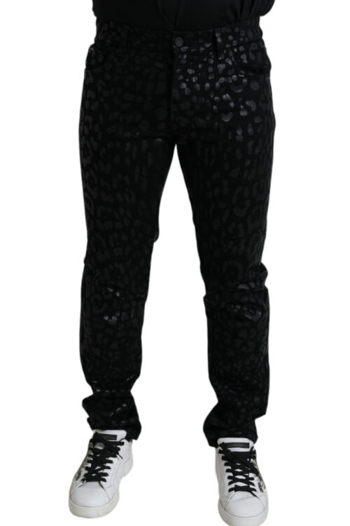 Dolce & Gabbana Exquisite Slim-fit Patterned Black Jeans
