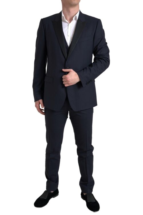 Dolce & Gabbana Elegant Blue & Black Martini Slim Fit Suit