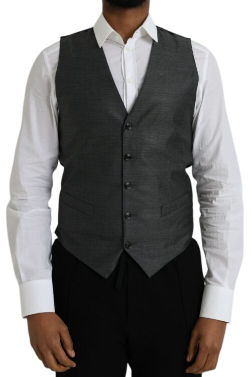 Dolce & Gabbana Gray Wool Formal Dress Waistcoat Vest