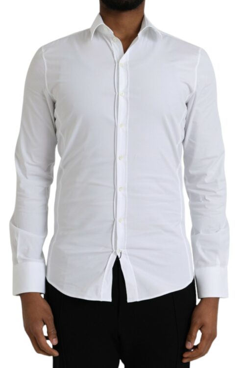 Dolce & Gabbana White Cotton Stretch Formal SICILIA Shirt
