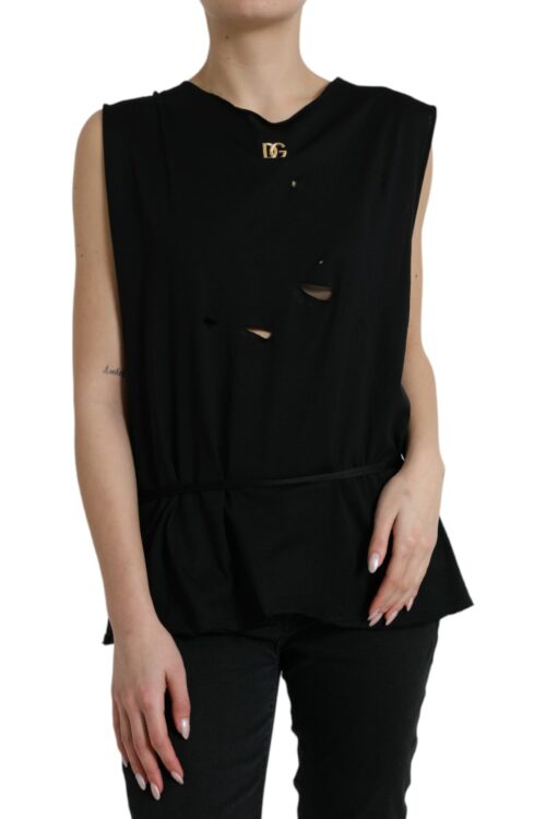 Dolce & Gabbana Elegant Black Round Neck Tank Top