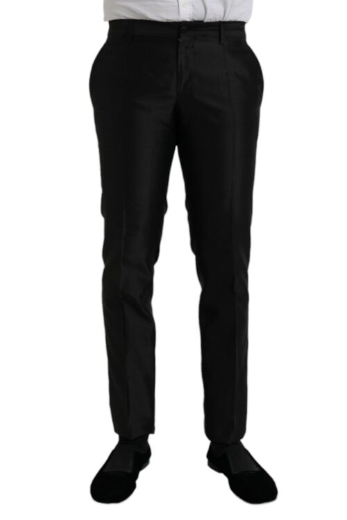 Dolce & Gabbana Black Silk SlimFit Dress Formal Pants