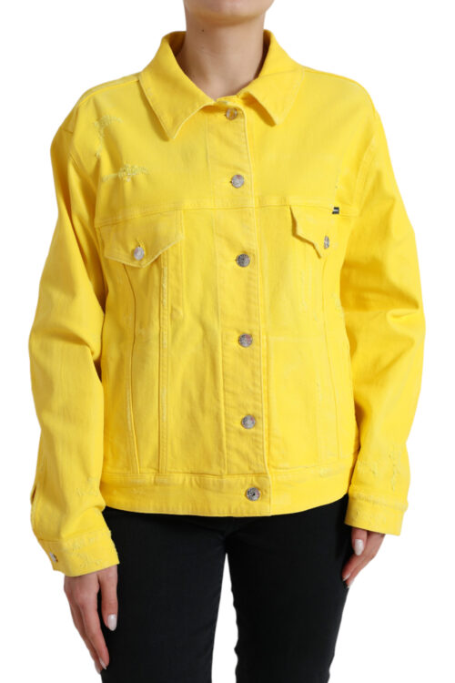 Dolce & Gabbana Exquisite Yellow Denim Button-Down Jacket