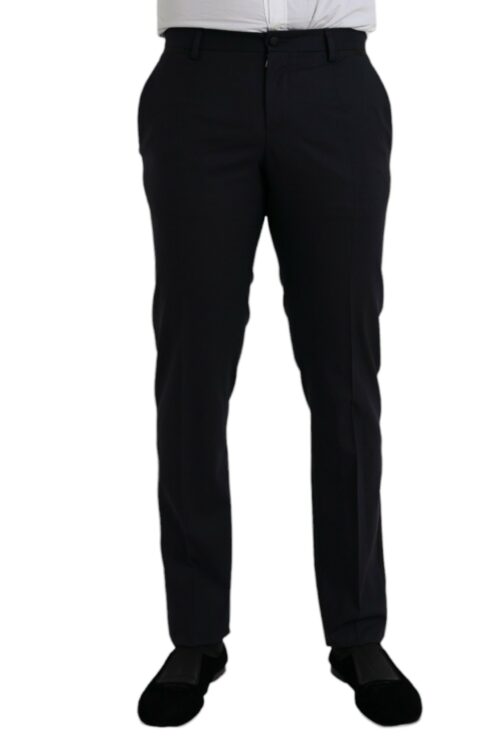 Dolce & Gabbana Dark Blue Wool Slim Fit Formal Pants