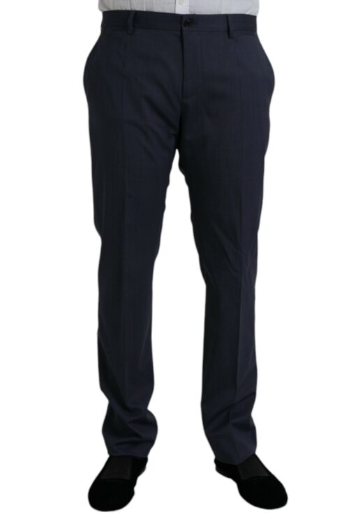 Dolce & Gabbana Blue Wool Slim Fit Dress Formal Pants
