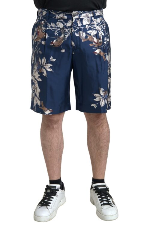 Dolce & Gabbana Silken Floral Bermuda Shorts in Blue