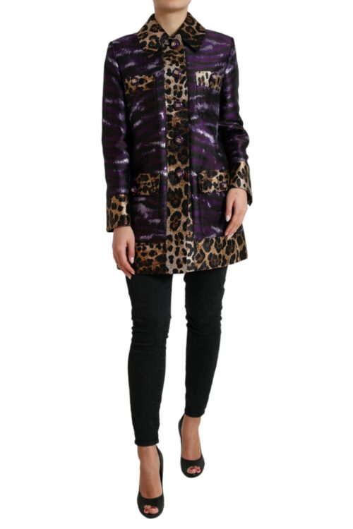 Dolce & Gabbana Exquisite Jacquard Trench With Tiger Motif
