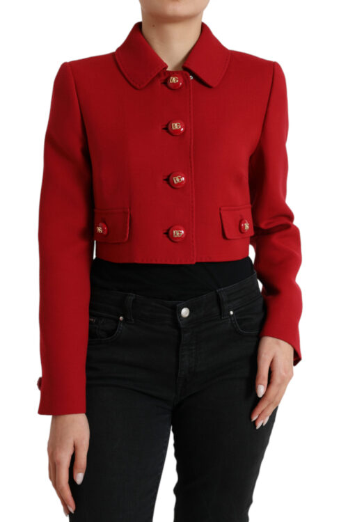 Dolce & Gabbana Red Virgin Wool Cropped Jacket