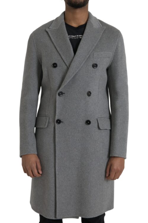 Dolce & Gabbana Gray Double Trench Coat Cashmere Jacket