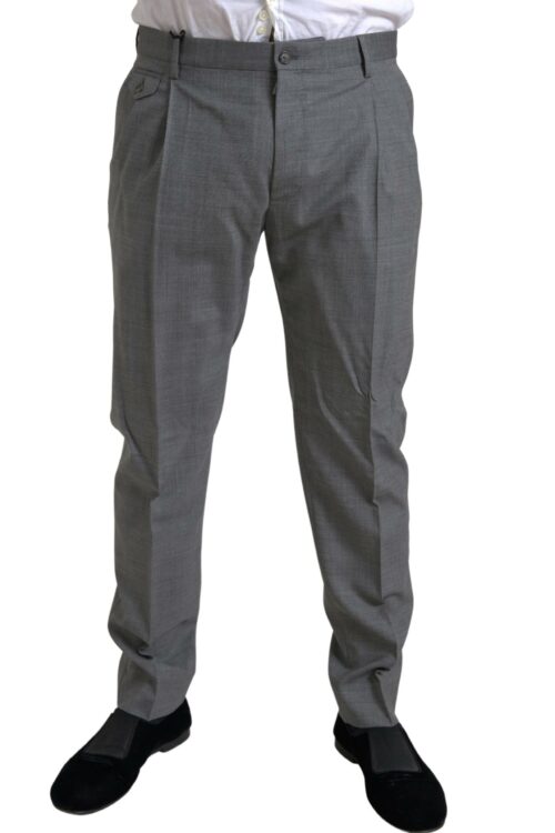 Dolce & Gabbana Elegant Skinny Wool Dress Pants in Grey