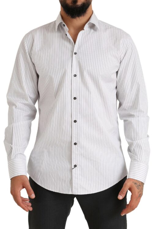 Dolce & Gabbana Elegant White Striped Cotton Dress Shirt