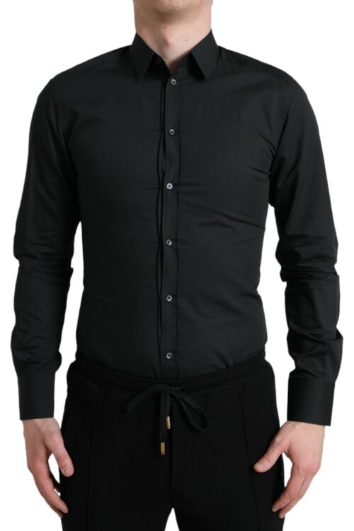 Dolce & Gabbana Elegant Slim Black Silk Blend Dress Shirt