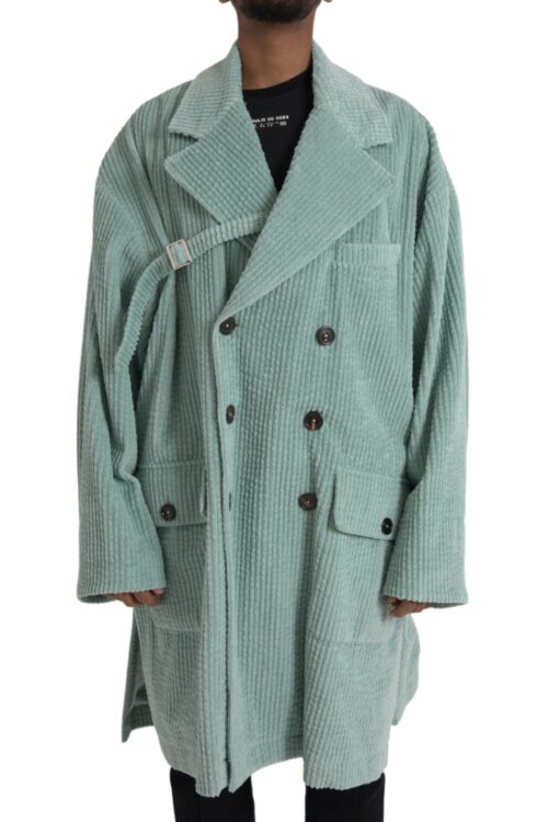 Dolce & Gabbana Blue Double Breasted Corduroy Cotton Jacket