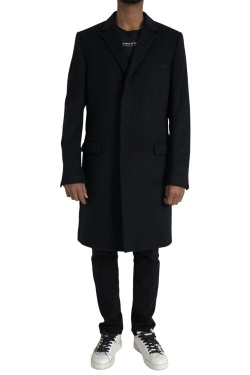 Dolce & Gabbana Black Wool Cashmere Trench Coat Jacket